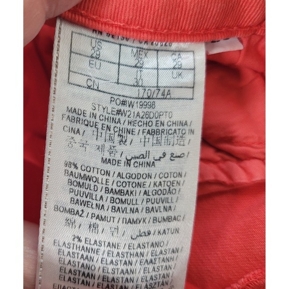 Guess Brittney Cropped Pants Women 29 Orange Denim Mid Rise Stretch Skinny Capri - Picture 6 of 15